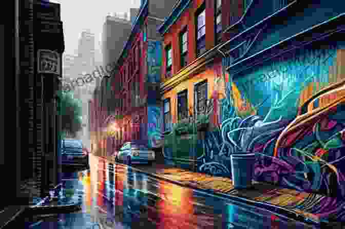 A Vibrant Street Scene With Colorful Graffiti And People Bustling About. Street Messages Nicholas Ganz