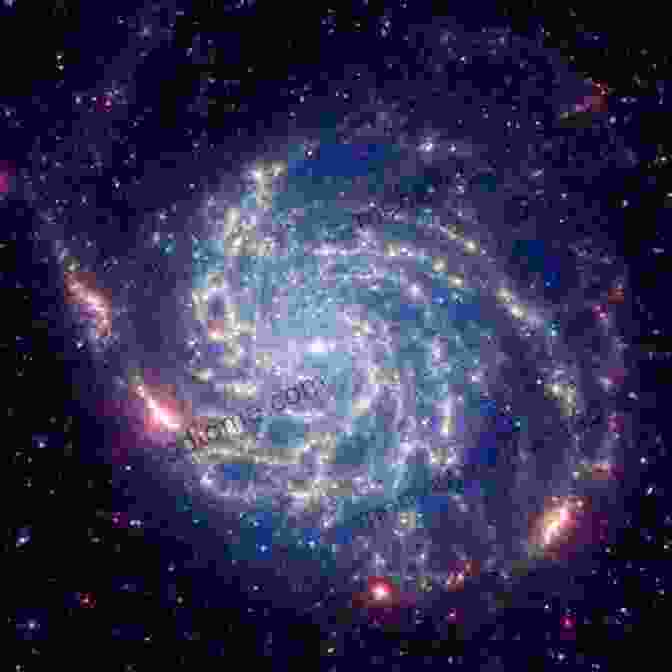 Image Of A Colorful Spiral Galaxy, A Vast Collection Of Stars, Gas, And Dust The Little Of The Earth Sun And Moon